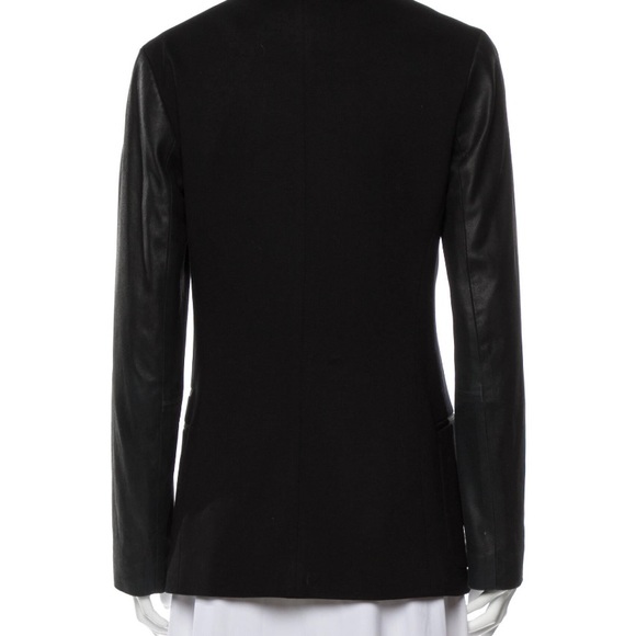 Theory Leather Sleeved Black Blazer - Picture 2 of 2